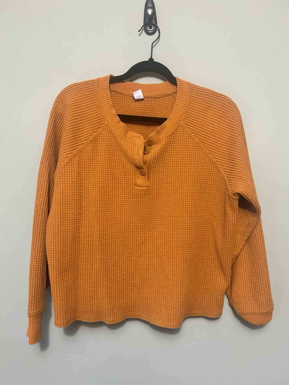 Old Navy Mustard Waffle-Knit Henley Sweater